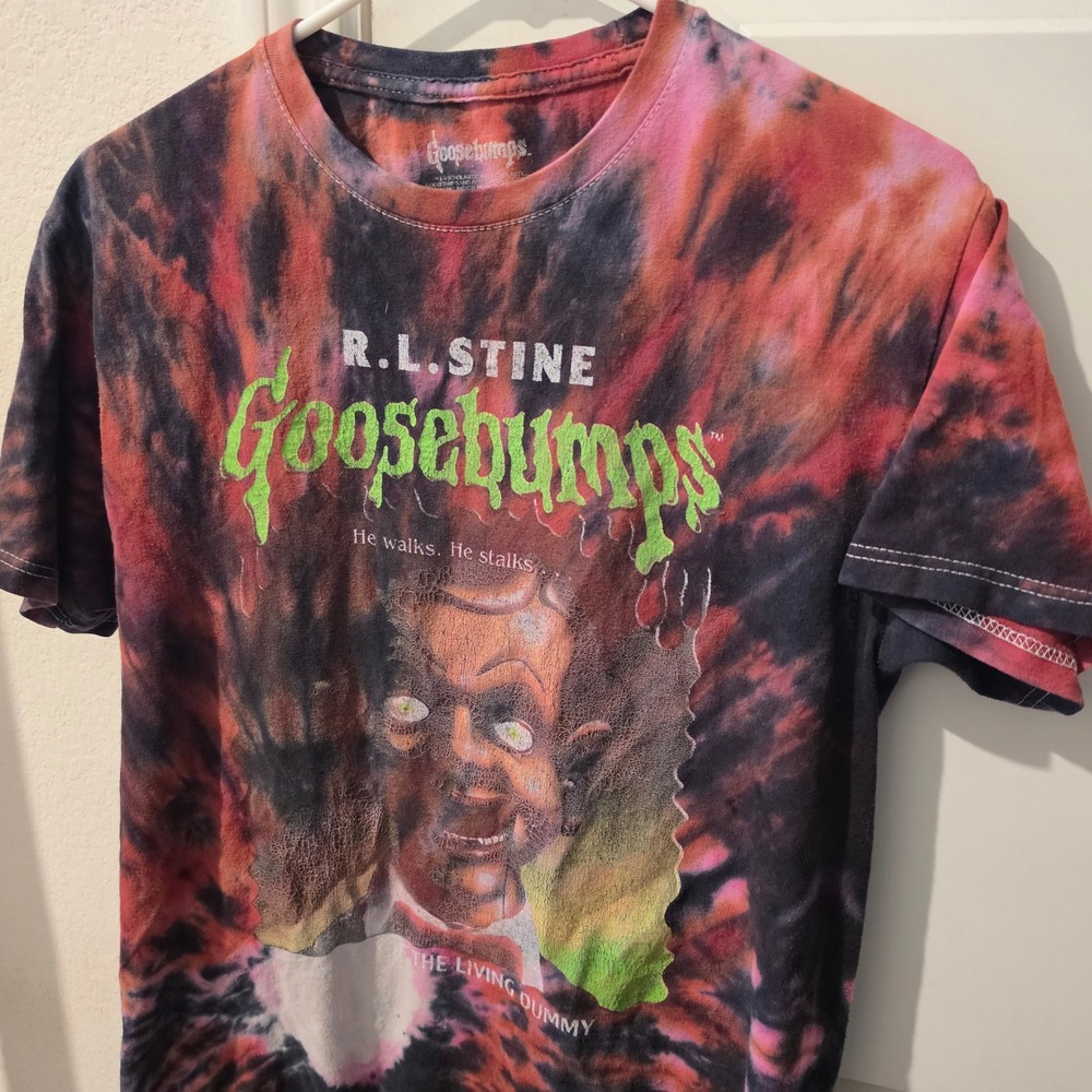 Goosebumps Slappy The Living Dummy Tie Dye Graphic T-Shirt Mens Small RL Stine